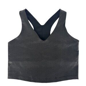 Beyond Yoga Glow On Cropped Tank READ Black Foil Sports Bra Size SM Activewear